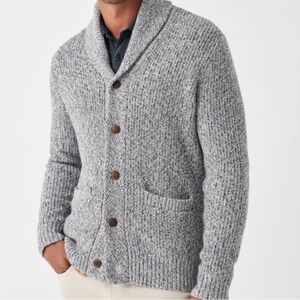 Faherty Men's Gray Shawl Collar Button-Front Cardigan